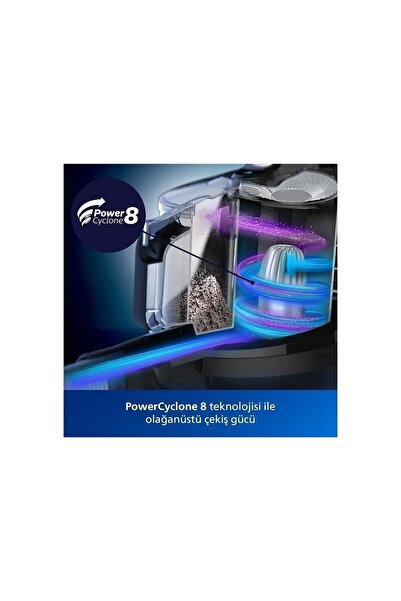 Philips Ultra Powerpro Max Toz Torbasız Süpürge , 900 W , 2 Litre , Hepa 13 , Mavi ,fc9749