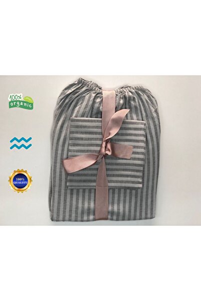 Zera Double Size Fitted Padded Cotton Duvet Cover Bed Sheet Set Striped Cotton Satin