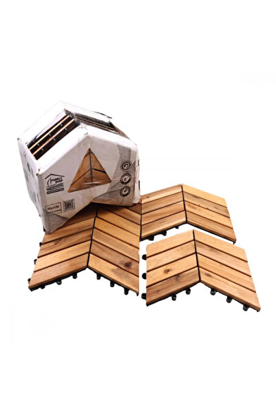Family Ship Outdoor Wooden Tiles - Triangular Wooden Floors 12 pieces 30x30cm