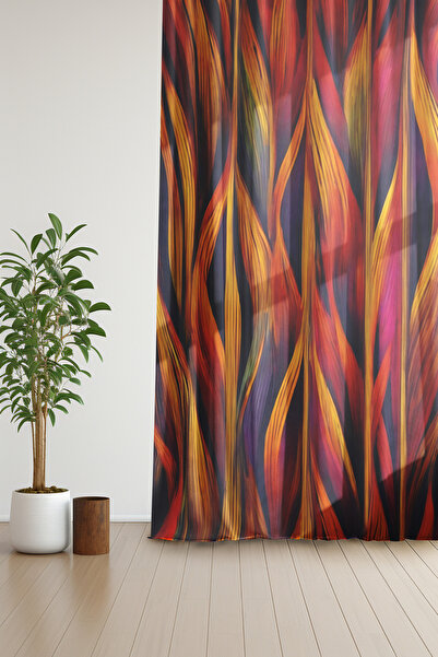 depdekor Dijital Baskılı Desenli Dekoratif Fon Perde ''wind Lines'' (TEK KANAT - IP AYARLI EKSTRAFOR)