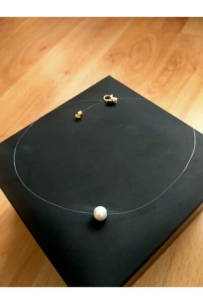 BD AKSESUAR Beyaz Incili Hayalet Kolye