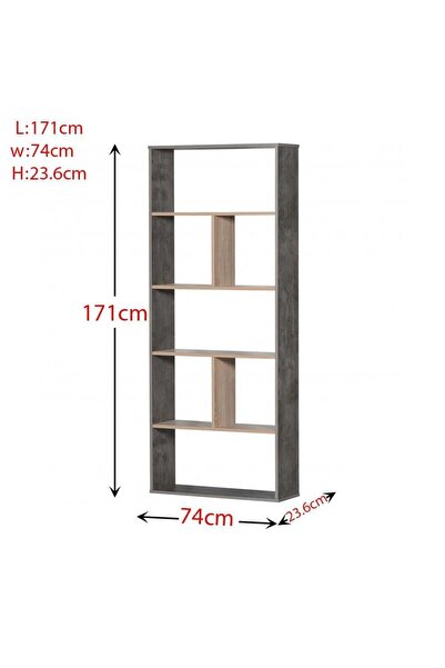 BAITY 5-Story Open Shelving Unit For Books, Antiques And Small Plants Gray With Wood