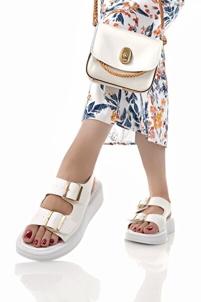 Brawer Dámské bílé sandály Toddy s dvojitou přezkou s ortopedickou podrážkou ...