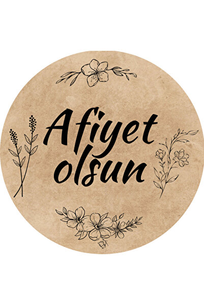 Dekals 20 Adet Afiyet Olsun Yazılı Sticker Yapışkanlı Etiket- 4cm