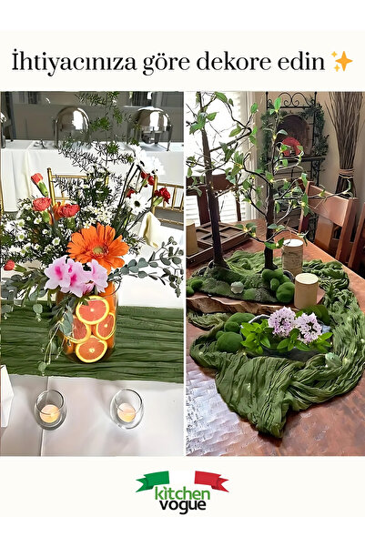 Kitchen Vogue Bohem Dekoratif Runner Masa Örtüsü | Düğün, Parti, Söz, Nişan, Özel Gün Dekorasyonu Sofra Süslemesi