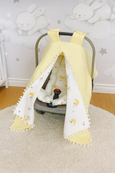 FG Store 100% Cotton Multi-Purpose Double Layer Muslin Stroller Cover & Cushion