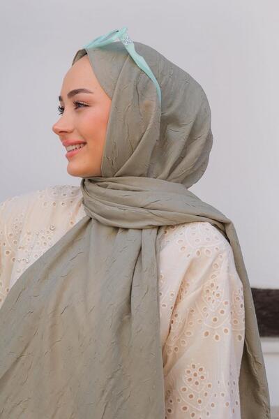 Modakaşmir Green Bamboo Shawl - Light and Comfortable, Cotton Hijab Design, Luxury Quality Affordable Price