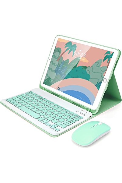 SIGLOO Wireless BT keyboard and mouse case for Samsung Galaxy Tab S8 Plus 12.4 inches light green