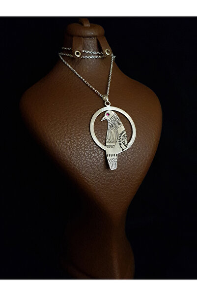 Silvermage Gümüş Kolye Halkalı Kuş El Yapımı Minimalist