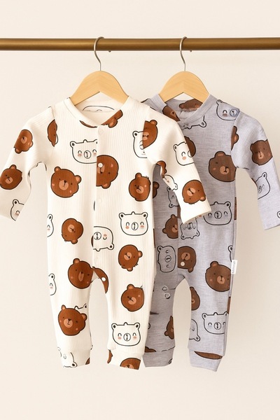 eradkids 2-Pack Teddy Bear Patterned Organic Cotton Tubular Zibin