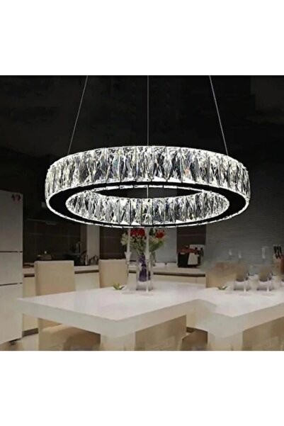 bestof tasarım Modern Krom Sarkıt Kristal Taşlı Power Led Kumandalı 3 Renk Avize