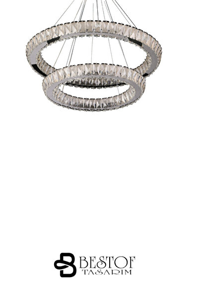 bestof tasarım Celine Kristal Taşlı Krom Avize - Yatak Odası - Hol - Salon