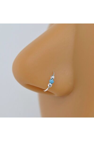 Heppii Mavi Boncuklu Gümüş Halka Hızma 925 Ayar Gümüş Mavili Hızma