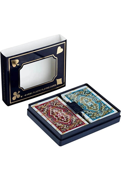 Star Plastik Iskambil Oyun Kağıdı, Plastik Mika Kutulu, 2 Deste Halı Desenli ...