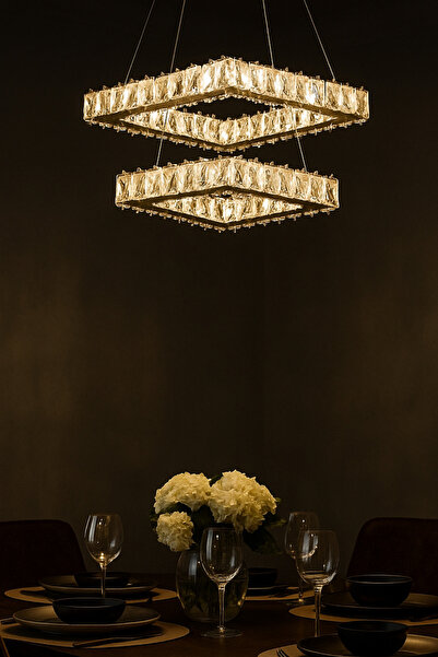 bestof tasarım Burcu Kristal Taşlı Gold Avize -Yatak Odası - Hol - Salon