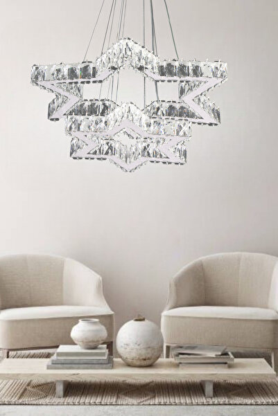 bestof tasarım Yıldız Kristal Taşlı Gold Avize - Yatak Odası - Hol - Salon