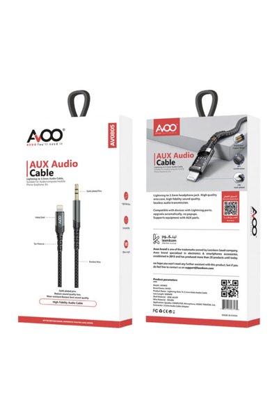 AVOO كابل Avo Lightning إلى Aux Male أسود 3.0 مم