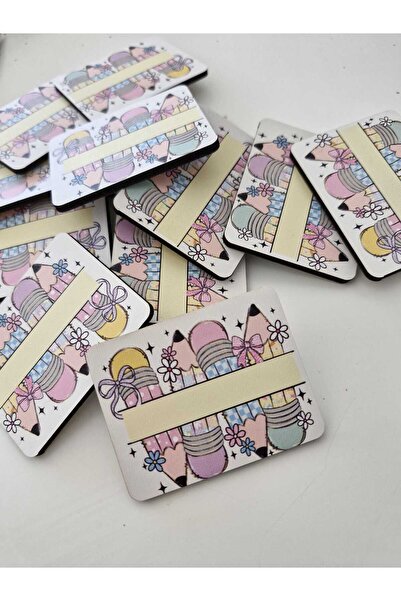 ETİKETİM Öğrenci Ahşap İğneli Yaka Kartı Kalemli 10 ADET- İsimlik - Rozet - B...