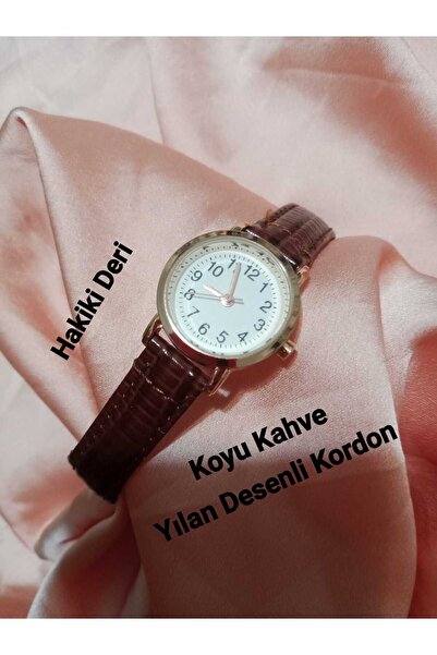 LA BOSS ساعة يد نسائية دائرية ذات طراز كلاسيكي بسيط باللون البني الداكن bb0084