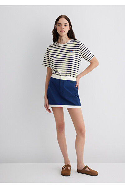 Mavi Μπλουζάκι με ρίγες Navy Blue Loose Fit / Loose Relaxed Fit 1613429-90776