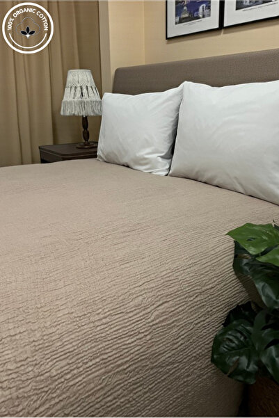 VESSİNOHOME Pure Serisi Çift Kişilik Müslin Yatak Örtüsü (220×240) %100 Pamuk, 4 Kat, Doğal Nefes Alabilen Kumaş