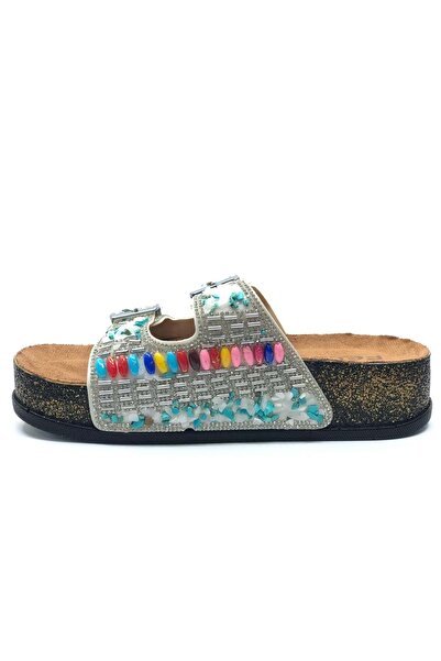 KCMN Feles Γυναικείες Παντόφλες με Διπλή Πόρπη Μανιτάρι Πέτρα Λεπτομερείς ΑΣΗΜΕΝΙΟ