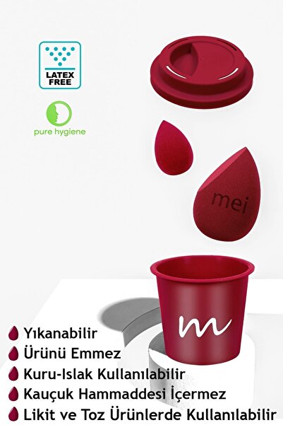 mei Makyaj Süngeri Fondöten Emmeyen Sponge Coffee Cup Hijyenik Merlot Pro 1 Mini