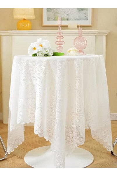 Generic White Round Tablecloths Polyester Table Cloth Bulk Washable Polyester Fabric Tablecloths Table