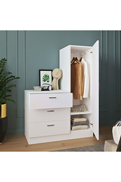 Yurupa Oswin Aynalı Şifonyer Gardırop Beyaz OSW6-W
