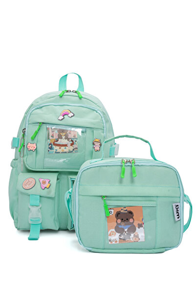 Wia Kawaii Korean Style Primary School and Lunch Box with Teddy Bear