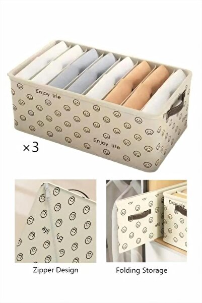 Generic 3 Pieces Foldable Closet Storage Organizer Clothing Storage Box