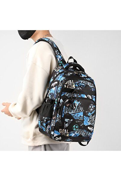 OricareFain School bag set with shoulder bag, Football print, Waterproof, 46 x 34 x 21 cm