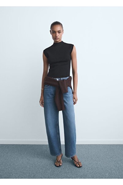 MANGO Woman Yüksek belli barrel jean pantolon