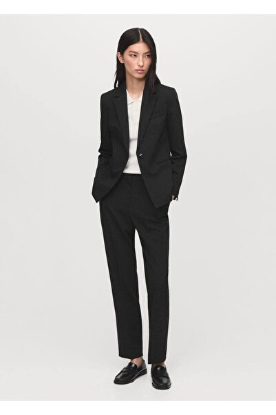 MANGO Woman Düz kesim kumaş pantolon