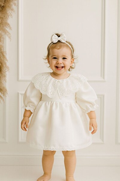 Hobidik Bebek Çocuk Kırık Beyaz Papatya Pelerin Yakalı Mevlüt Elbise Seti