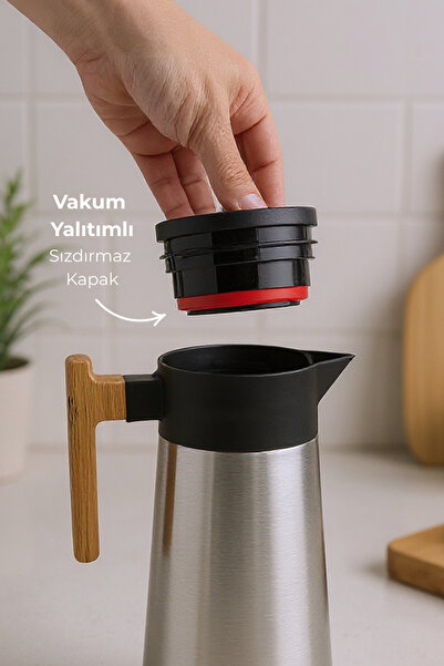 Bambum North Bamboo Handle Steel Thermos Inox 2 Liter