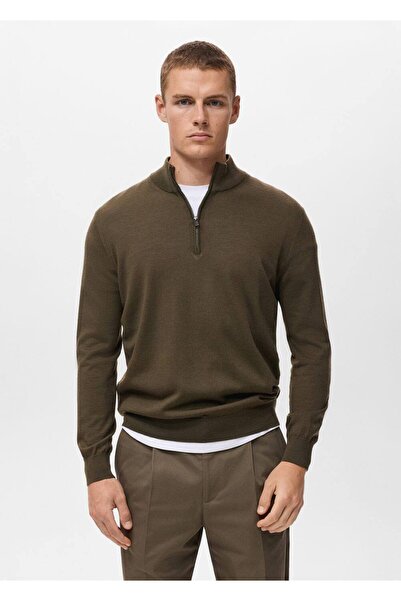 MANGO Man %100 merinos yün perkins yaka kazak