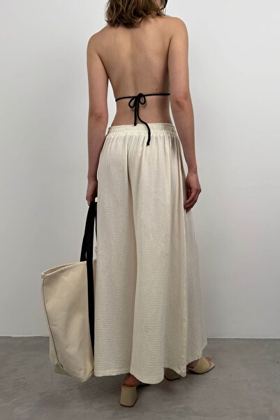 THEIA WEAR Thick Belt Linen Ecru Trousers