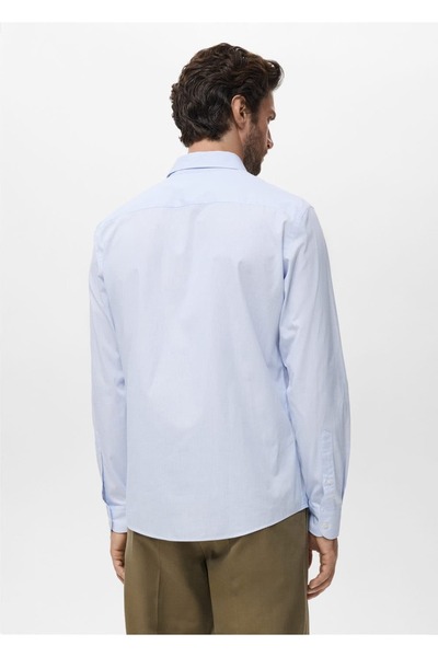 MANGO Man Regular kesim çizgili pamuklu gömlek