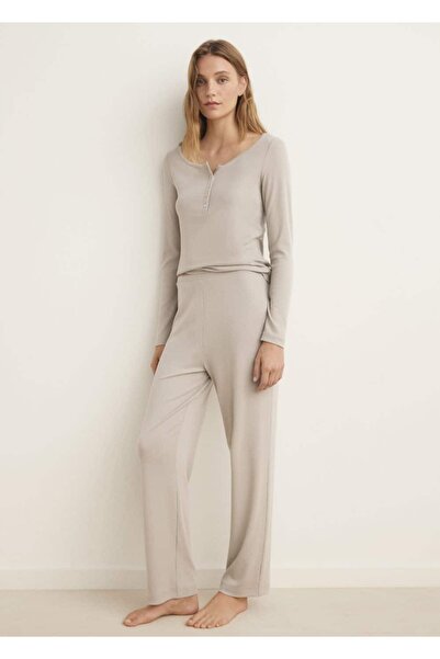 MANGO Woman Düğmeli ribana triko tişört