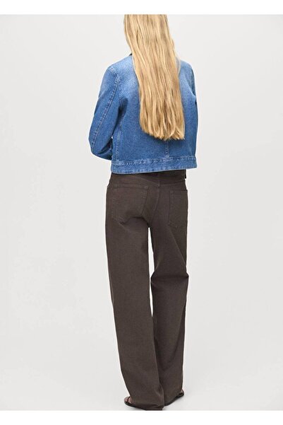 MANGO Woman Fitilli kadife yakalı denim ceket