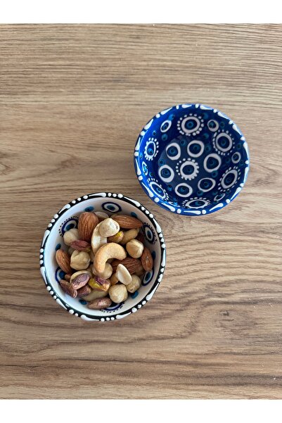 Home Seramik Kase 8 cm Kabartma Nazar Boncuklu Desen El İşçiliği