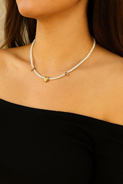 NAS fashion قلادة نسائية بتفاصيل على شكل قلب مرصعة باللؤلؤ