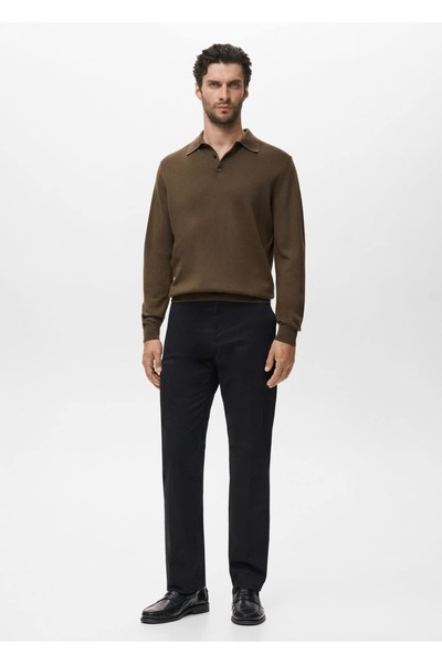 MANGO Man %100 merinos yünü polo kazak