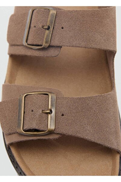 MANGO Man Tokalı deri sandalet