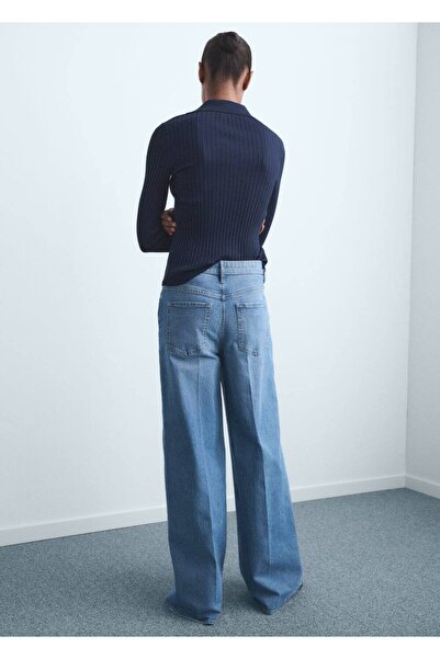 MANGO Woman Yüksek belli Wideleg jean