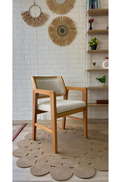 silla Concept İstanbul Sandalye Teddy Krem Kumaş Naturel Ahşap Sandalye