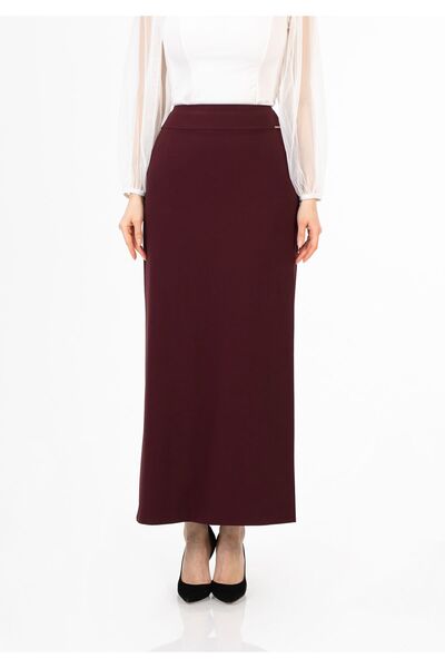 G-Line Claret Red Maxi Skirt - Classic Design with Back Zipper and Slit