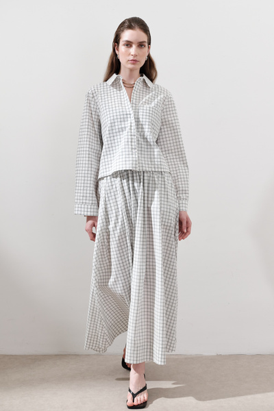 Manuka Patterned Poplin Shirt Ecru