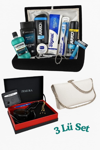 ZEYYMODA Damat Bohçası Çeyiz Sandığı Kemer Cüzdan Havlu Set